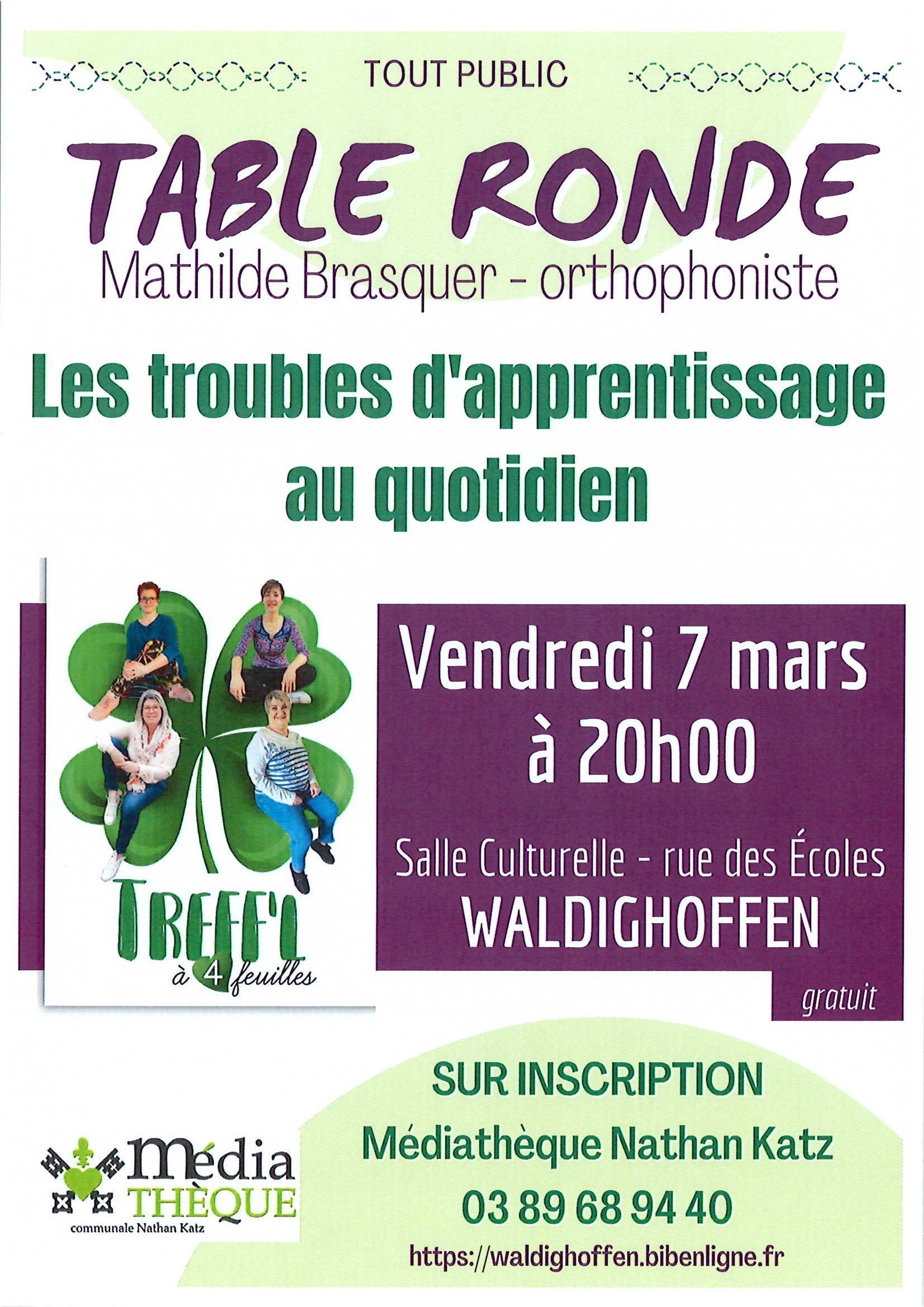 Affiche Table Ronde les troubles d'apprentissage 07.03.2025